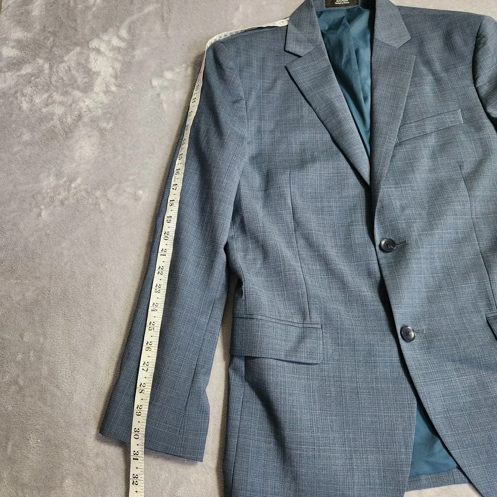 New Nordstrom Trim Fit Blazer Zignone Italian Virgin Wool Blue Glen Plaid 40R